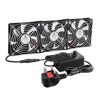 GDSTIME 3 x 120mm Computer Rack Fan 360mm Cabinet Inverter Cooling Fan with AC 220V 230V 240V UK Plug DC 4V 5V 12V Adjustable Speed Control Dual Ball Bearing PC Fans for Chassis Server Workstation