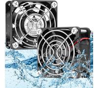 GDSTIME 60mm x 25mm 12V DC IP68 Waterproof Fan Dual Ball Bearings Brushless Small Computer Cooling Fan 2-Pin for RV Fridge Solar Battery Box Outdoor Cabinet Ventilation, 2 Pack