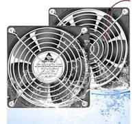 GDSTIME IP68 Waterproof Fan 120mm x 25mm 12V DC Brushless Computer Case Cooling Fan Dual Ball Bearings 2 Pin for RV Fridge Ventilation, 2 Pack