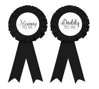 GDTO8820 Daddy to be & Mom to be Tinplate Badge Pin - Baby Shower Button New Dad Gifts Gender Reveals Party Baby Boy or Glir Black Rosette Button Baby Celebration (BLACK)