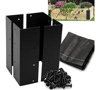 GDUUZ Garden Bed Corner Brackets set of 4 to make a 10” - 15” high Raised Planting or Vegetable Bed - Black - Heavy Duty Steel - Weed Barrier Fabric and Hardware included