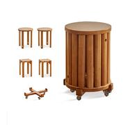 GDVXYS Bar Stools Set of 4, Solid Wood Stackable Stools for Kitchen,Dining Room,Bedroom,Living Room, Sturdy Bedside Table Rolling Round Side Table Round Stools
