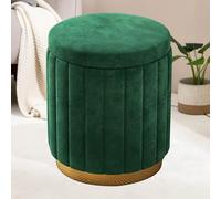 GDVXYS Cream Dressing Table Stool with Storage, Vanity Chair Ottoman with Removable Lid, Small Footstool Pouffe for Bedroom, Makeup Room, Living Room