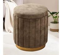 GDVXYS Cream Dressing Table Stool with Storage, Vanity Chair Ottoman with Removable Lid, Small Footstool Pouffe for Bedroom, Makeup Room, Living Room