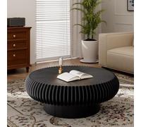 GDVXYS Drum Fluted Oval Coffee Table for Living Room, Unique Accent Fluted Drum Coffee Table, Contemporary Minimalist Low Oval Tea Tables for Farmhouse Apartment