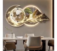 GDVXYS Modern 3D Wall Art Decor Clock, Creative Silent Wall Clocks With LED Light, Plug-in Power Supply Moon Home Hanging Decor, for Living Room, Bedroom, Hallway