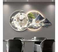 GDVXYS Modern 3D Wall Art Decor Clock, Creative Silent Wall Clocks With LED Light, Plug-in Power Supply Moon Home Hanging Decor, for Living Room, Bedroom, Hallway