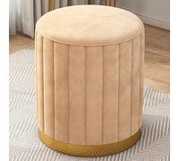 GDVXYS Round Velvet Storage Ottoman with Lid, Modern Foot Stool with Hidden Storage Space, Multi-Functional Vanity Seat for Living Room, Bedroom, Dressing Room