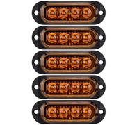 GDWD 5pcs Ultra Thin 4LED Emergency Warning Flashing Lights, Flashing Strobe Light Side Warning Marker Light, Universal for 12-24V Car Vehicle Truck Trailer Caravan Camper Motorcycle Van (Yellow)
