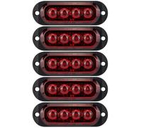 GDWD 5pcs Ultra Thin 4LED Emergency Warning Flashing Lights, Flashing Strobe Light Side Warning Marker Light, Universal for 12-24V Car Vehicle Truck Trailer Caravan Camper Motorcycle Van (Red)