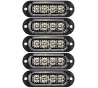 GDWD 5pcs Ultra Thin 4LED Emergency Warning Flashing Lights, Flashing Strobe Light Side Warning Marker Light, Universal for 12-24V Car Vehicle Truck Trailer Caravan Camper Motorcycle Van (White)