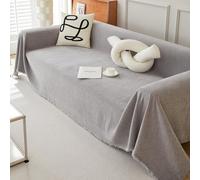 GDWD Chenille Sofa Cover, Non-Slip Slipcover with Tassel for 1 2 3 Seater & L-Shape Corner Couch, Washable All-Season Protection for Pets, Hair, Children, Dog Scratches (Light grey 180 * 300cm)