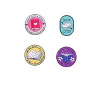 GDXGHJU 4pcs English Book Brooch Pin READ MORE BOOKS Brooch Pin Creative Badge Geometry Textbook Student Brooch Accessories Inspirational Text Gift