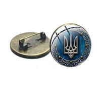 GDXGHJU Ukrainian Trident Symbol Brooch Badge Flag Lapel Pin Ukraine Friendship Enamel Pin Jewelry Gift for Supporters