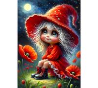 GDYEEH 5D DIY Poppies Diamond Painting Kits, Full Drill Girl Diamond Art Painting Kits for Adults Beginners, DIY 5D Flowers Painting by Numbers Diamond Art Kits for Home Fashion Decor 30 x 40 cm