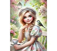 GDYEEH Beauty Princess Diamond Painting Adults, 5D Fairy Diamond Art Pictures Beginners, DIY Round Full Drill Flowers Diamond Painting Embroidery Gifts Home Wall Decor 30 x 40 cm