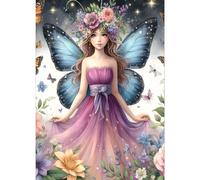 GDYEEH DIY 5D Fairy Diamond Art Painting Kit, Flowers & Butterfly, Adults & Beginners, Home Wall Decor, 30x40cm