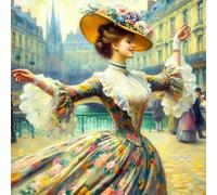 GDYEEH DIY 5D Lolita Princess Diamond Art Kits, Round Full Drill Sparkling Vintage Lady Diamond Painting Picture, Beauty Painting by Numbers Art Kits for Adults Beginners Home Wall Decor 12x12 inch