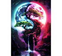 GDYEEH DIY Tai Chi 5D Diamond Art Kits, Round Full Drill Sparkling Bonsai Tree Diamond Painting Picture, Dreamland Painting by Numbers Art Kits for Adults Beginners Home Wall Decor 12x16 inch