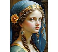 GDYEEH Retro Girl Diamond Art Painting Kits, 5D DIY Portrait Full Round Drill Sparkling Diamond Painting Picture, Beauty Diamond Painting Art Craft Kits for Adults Beginners Home Wall Decor 30x40cm