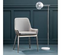 gdynia wooden dining chair with silver frame in grey