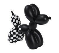GDYOOSHOW 7 Inch Balloon Dog Decor Balloon Animal Sculpture with Black and White Checkered Patterns Creative Animal Crafts for Modern Desktop Coffee Table (Black and White Check, H-7inch)