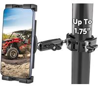 GDZN UTV Phone Mount - 360° Adjustable Heavy Duty Aluminum Phone Holder for Round Roll Cage 1.5"-1.75" Square 1.5" Fit Polaris RZR, Can-Am, Honda, Yamaha, UTV SXS Cellphone Holder for 4.7"-7.6" Device