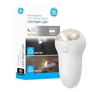 GE 3-in-1 LED Power Failure Night Light, Emergency Flashlight, Plug-in, Rechargeable, Light Sensing, Auto On/Off, Foldable Plug, Soft White, Hurricane, Storm, Tornado, Glossy White Finish, 11281