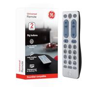 GE Big Button Universal Remote Control for Samsung, Vizio, Lg, Sony, Sharp, Roku, Apple TV, TCL, Panasonic, Smart TVs, Streaming Players, Blu-Ray, DVD, 2-Device, Silver, 33701