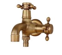 ge Brass Wall Mounted Double Handle Faucet Bathroom & Outdoor Garden Tap Durable Water Accessory for Home & Garden Use Antique Style Decor,As003