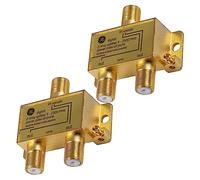 GE Digital 2-Way Coaxial Cable Splitter, 2.5 GHz 5-2500 MHz, RG6 Compatible, HD TV, Satellite, High Speed Internet, Amplifier, Antenna, Gold Plated Connectors, Corrosion Resistant, 2 Pack 73755