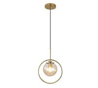 ge Glass Globe Pendant Light 9.8" Brass Metal Ceiling Fixture E27 Ideal for Kitchen & Dining Room Retro Hanging Lamp Stylish Home Decor