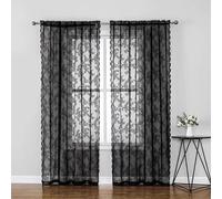 ge Gothic Sheer Curtains 145x183cm, Floral Lace Pattern, Romantic Tulle Drapes for Living Room & Bedroom, Perfect for Halloween Decor