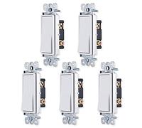GE home electrical Switch Fans & Lights,White,GE Grounding Paddle Rocker, Single Pole, in Wall On/Off Power Replacement for Ceiling Fans,15 Amp, for Home, UL Listed, 44017,1 Count (Pack of 5)