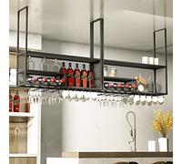 ge Iron Floating Wine Rack Wall-Mounted Shelves for Bars Restaurants & Kitchens Decorative Display Shelves Size: 60 x 30 x 100 cm