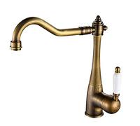 ge Kitchen Faucet Rustic Brass Sink Mixer 360° Adjustable Antique Water Mixer Nostalgic Retro Design Ideal for Home and Kitchen Decor.