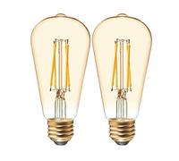 GE Lighting Vintage Edison Style LED Light Bulbs, 6 Watts (60 Watt Equivalent) Warm Candle Light, Amber Glass, Medium Base, Dimmable (2 Pack)