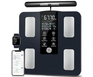 GE Scale for Body Weight and Fat, Digital 8-Electrode Smart Bathroom Scale 27 Measurements for BMI Muscle Mass Body Composition Analyzer Bluetooth Accurate Weighing Machine, 180kg/400 Pounds Capacity