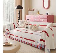 ge Sofa Throw Covers 3-Seater Slipcovers Multicolor Universal Couch Covers All-Season for Corner Sofas & Armchairs Red & White 180x300cm