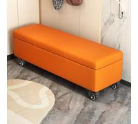 ge Upholstered Leather Storage Ottoman with Wheels for Entryway Living Room or Bed End - Stylish and Functional Pouf for Home Decor