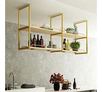 ge Wooden Wine Rack Ceiling Mounted Bottle Holder Wall-Mounted Display Rustic Style Plant Stand Iron Wine Shelf Ideal for Bar Kitchen or Hotel Decor