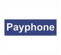 GE030 Payphone Sign Door Wall Plaque Telephone Box Kiosk Pay Station Call Booth 300mm x 100mm Sticker/Sav - White Background