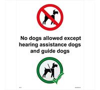 GE110 No Dogs except Hearing Assistance And Guide Dogs SIGN working service dog 100mm x 150mm Sticker/Sav - White Background