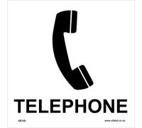 GE132 Telephone SIGN emergency kiosk pay station buzz ring call booth phone 150mm x 150mm Sticker/Sav - White Background