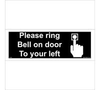 GE200 Please Ring Bell On Door To Your Left SIGN direction reception button 150mm x 50mm Magnetic - Vehicle Grade