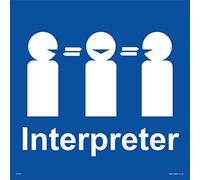 GE254 Interpreter Sign Language Sign translate decipher Foreign French Spanish 100mm x 100mm Sticker/Sav - White Background
