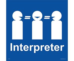 GE254 Interpreter Sign Language Sign translate decipher Foreign French Spanish 100mm x 100mm Sticker/Sav - White Background