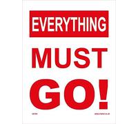 GE306 Everything Must Go Sign Closing Down Selling Clearance Bargain Offers 150mm x 200mm Sticker/Sav - White Background