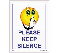 GE308 Please Keep Silence SIGN Quiet library quiet no talking speaking hush 450mm x 600mm Sticker/Sav - White Background