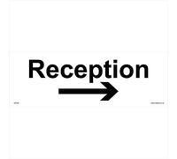 GE336 Reception Right Arrow Sign Door Wall Plaque Workplace Hotel Office Front 300mm x 100mm 5mm Heavy Duty Foamex Foamboard